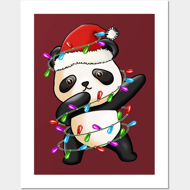 Panda Dabbing Christmas Wall Art by wfmacawrub